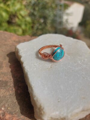 Koperen ring met Turkoois