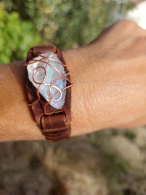 Leren armband met Aqua Aura
