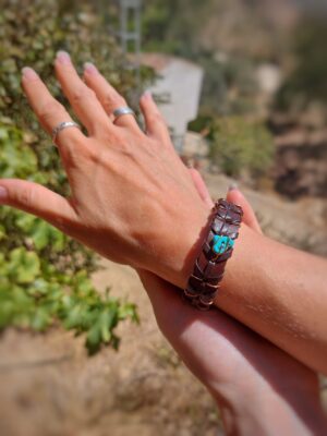 Leren armband met Turkoois