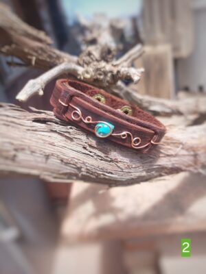 Leren armband met Turkoois