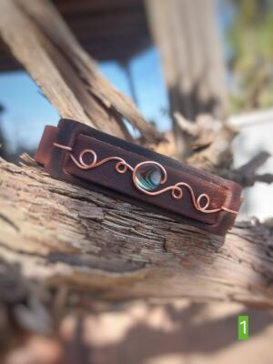 Leren armband met Abalone