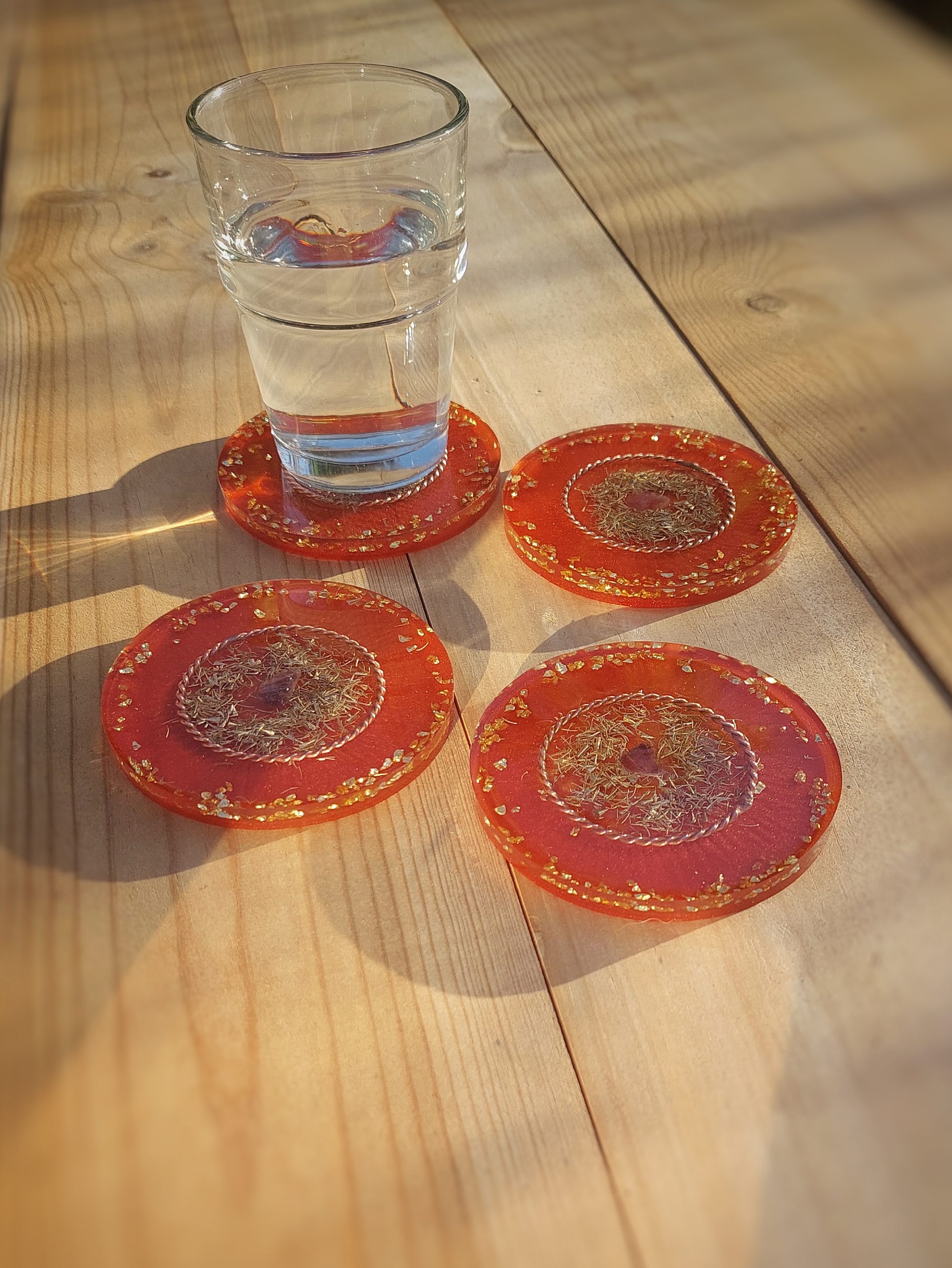 orgonite onderzetters amethist messing lost cubit 177mhz