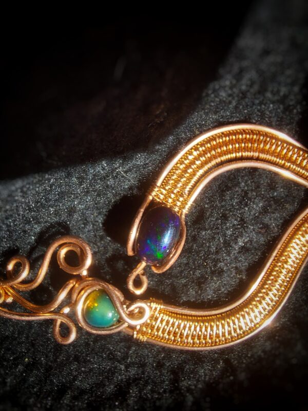 zwarte opal copper wirewrap handmade ethiopie hanger