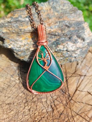 hanger koper draad malachiet tree of life