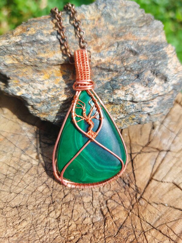 hanger koper draad malachiet tree of life
