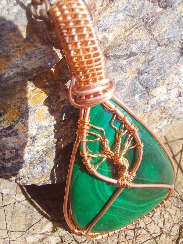 hanger koper draad malachiet tree of life