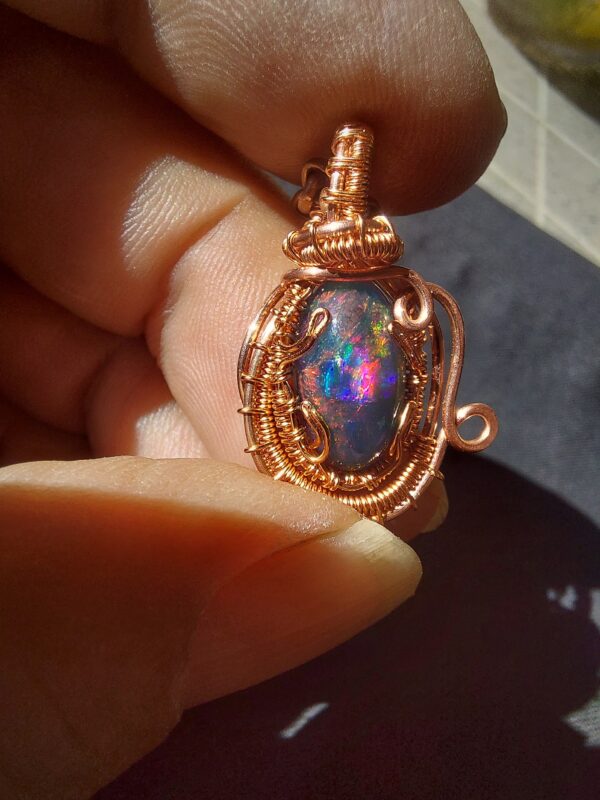 hanger opaal ethiopie koper draad hand made uniek (2)