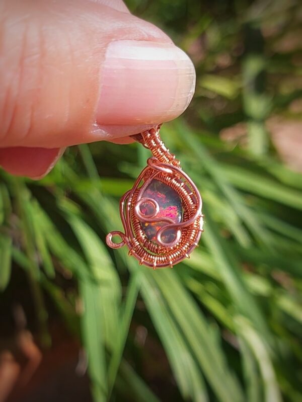 hanger opaal ethiopie koper draad hand made uniek (5)