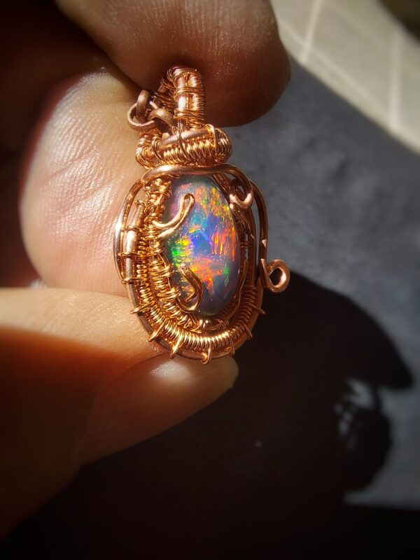 hanger opaal ethiopie koper draad hand made uniek