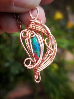 hanger zwarte opal koper draad