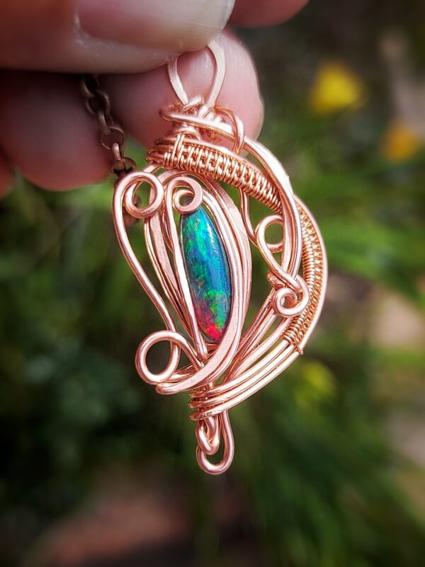 hanger zwarte opal koper draad