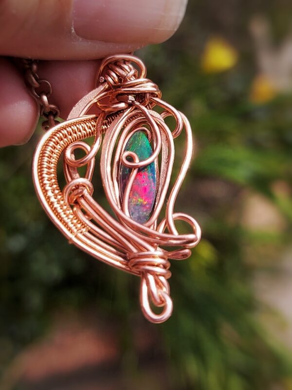 hanger zwarte opal koper draad